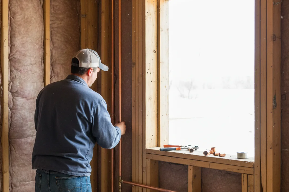 Licensed plumber running new copper supply lines in a Millers Falls home