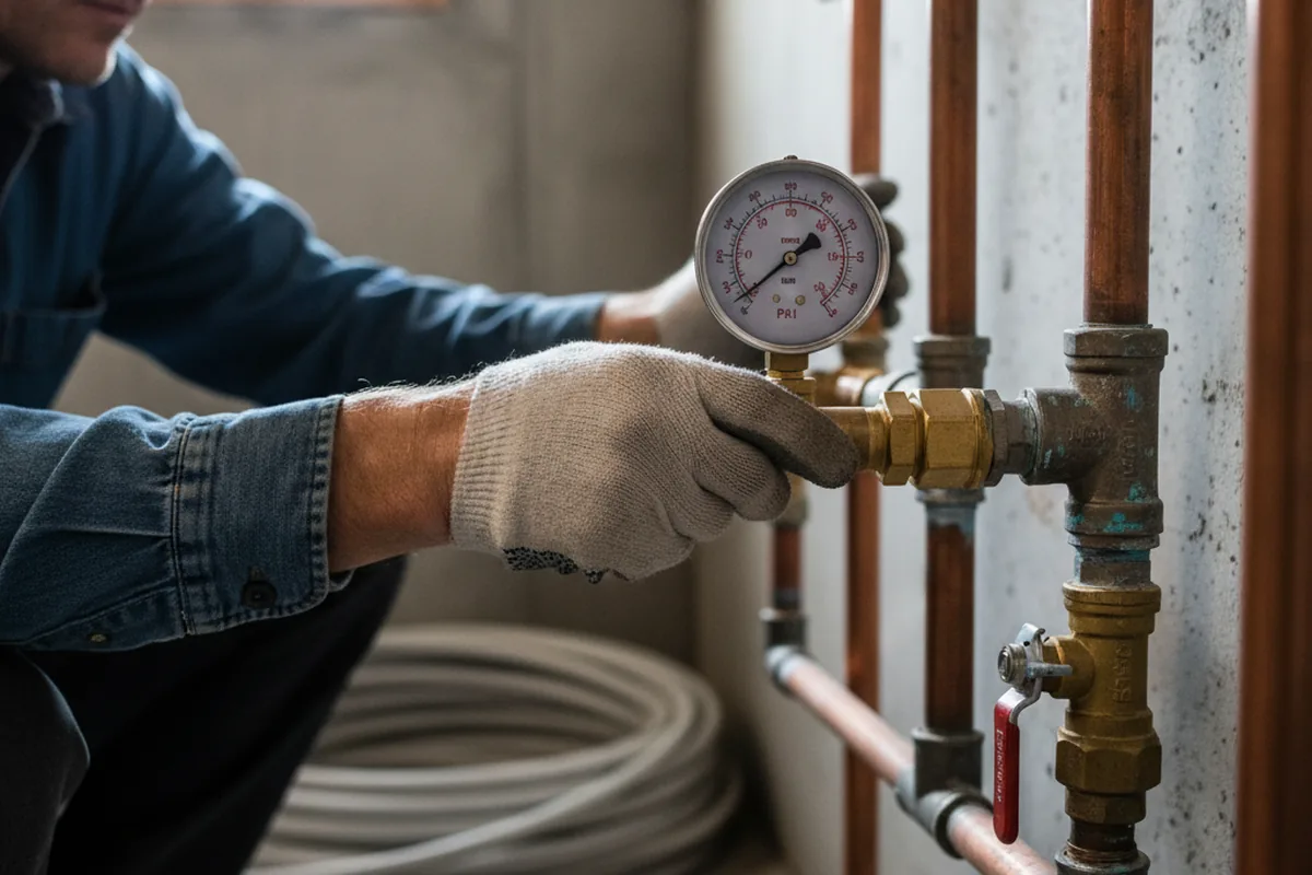 Pressure testing a repaired line during Water Line Repair in Millers Falls